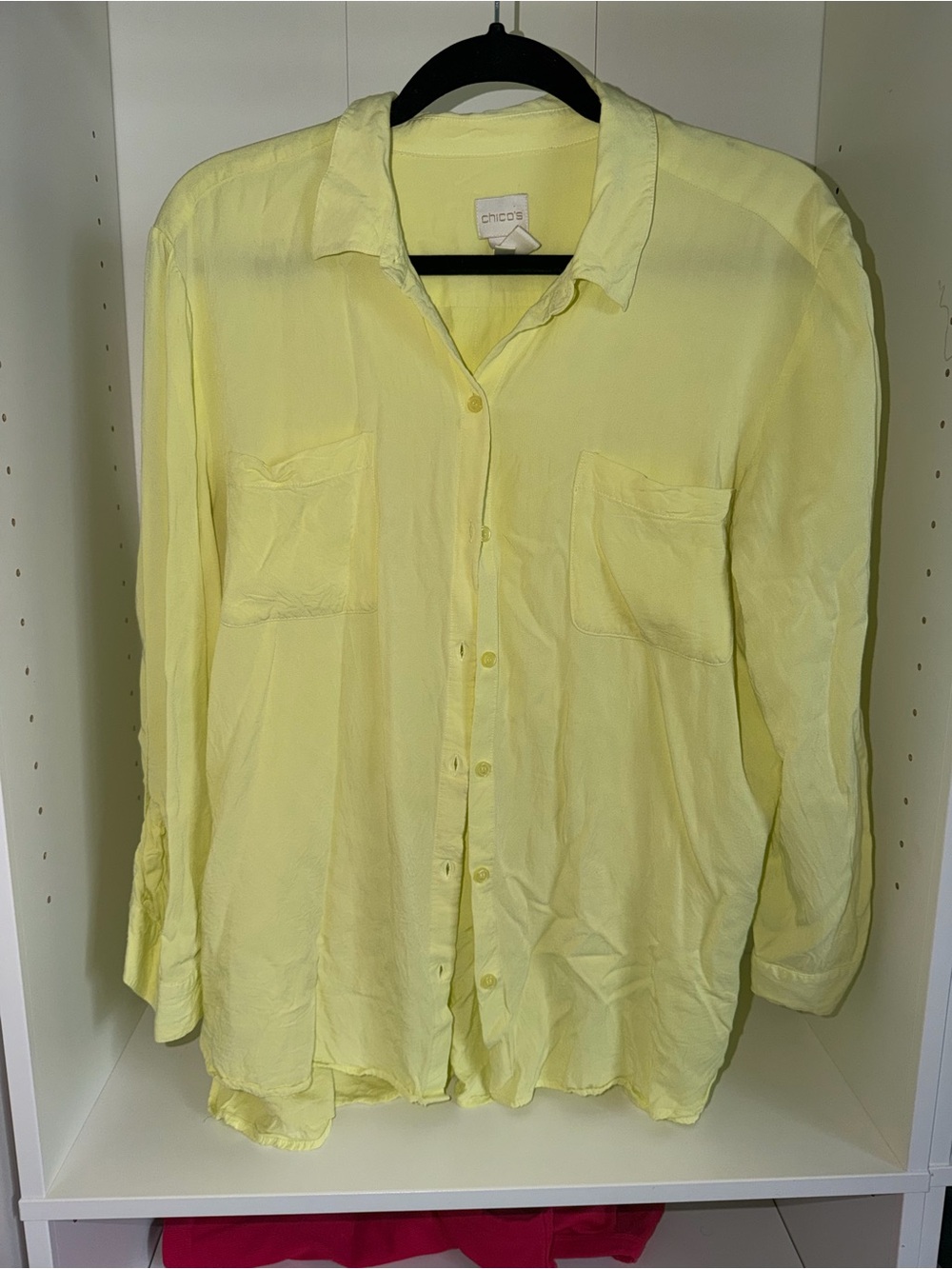 Chico's Lightweight Button-Down Shirt - Pale Yellow